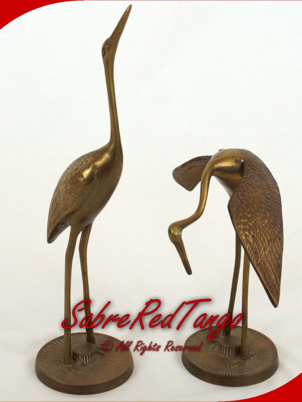 Vintage Leonard Manufacturing Mid Century Modern Solid Brass Heron Figurine Set